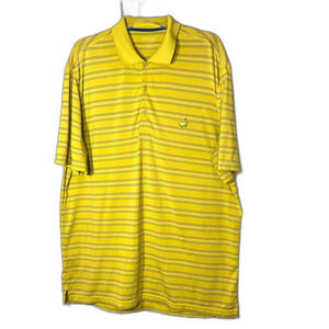 Masters tech lime green stripe three button polo masters logo embroidery size XL